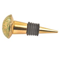 Brass Green Floral Wine Stopper