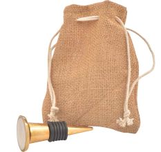 White Wheel Glass and Metal Wine Stopper