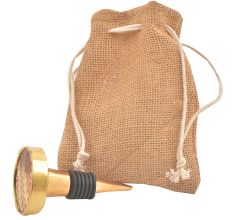 Golden Round Metal And Wooden Wine Stopper