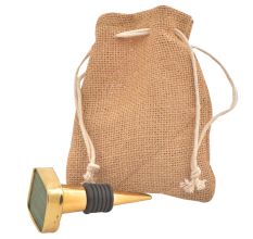 Square Sea Green Bone And Metal Wine Stopper