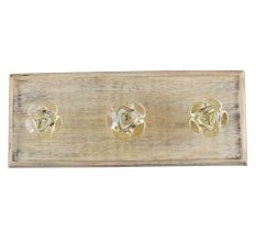 Yellow Glass Rose Wooden Hooks 