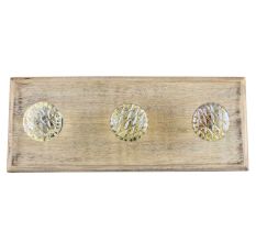 Golden Hue Glass Cut Oval Shape Wooden Hooks