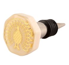 Golden Peacock Octagon Resin Wine Stopper