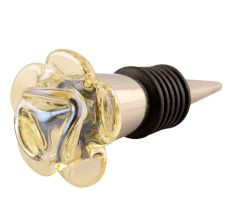 Yellow Glass Rose Wine Stopper