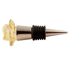Yellow Glass Rose Wine Stopper