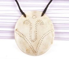 Single Sea Shell Pendant With Engraved Design With Black Cord