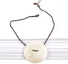 Elegant White Sea Shell Pendant With Black Cord