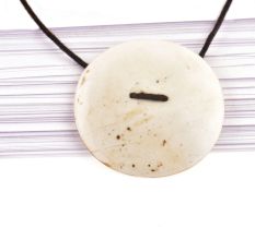 Elegant White Sea Shell Pendant With Black Cord