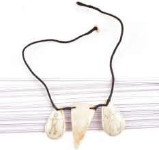 Tribal Style Sea Shell Pendent Necklace With Black Cord