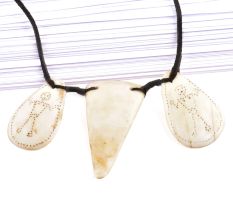 Tribal Style Sea Shell Pendent Necklace With Black Cord