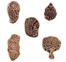 Set of 5 Piece New Mix Wooden Printing Blocks