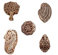 Set of 5 Piece New Mix Wooden Printing Blocks