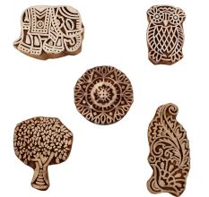 Set of 5 Piece New Mix Wooden Printing Blocks