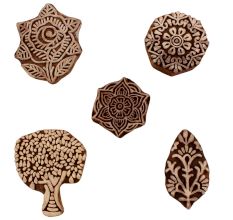Set of 5 Piece New Mix Wooden Printing Blocks