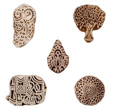 Set of 5 Piece New Mix Wooden Printing Blocks
