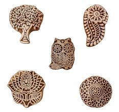Set of 5 Piece New Mix Wooden Printing Blocks