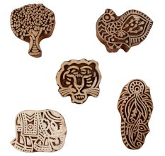 Set of 5 Piece New Mix Wooden Printing Blocks