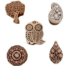 Set of 5 Piece New Mix Wooden Printing Blocks