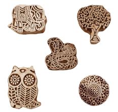 Set of 5 Piece New Mix Wooden Printing Blocks