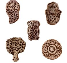 Set of 5 Piece New Mix Wooden Printing Blocks