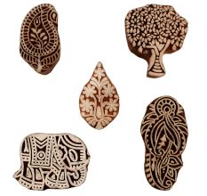 Set of 5 Piece New Mix Wooden Printing Blocks