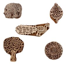 Set of 5 Piece New Mix Wooden Printing Blocks