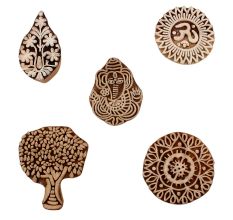 Set of 5 Piece New Mix Wooden Printing Blocks