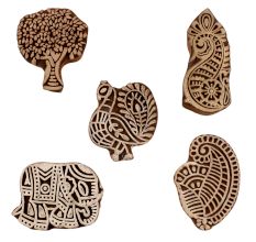 Set of 5 Piece New Mix Wooden Printing Blocks