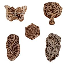 Set of 5 Piece New Mix Wooden Printing Blocks