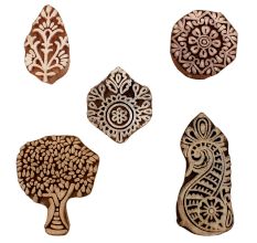 Set of 5 Piece New Mix Wooden Printing Blocks