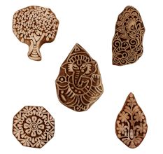 Set of 5 Piece New Mix Wooden Printing Blocks