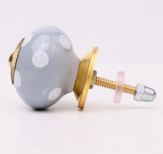 Grey Dotted Ceramic Cabinet Knobs Online