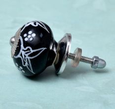 Black Ceramic Floral Drawer Knobs