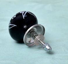 Black Ceramic Floral Drawer Knobs