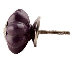 Dark Purple Crackle Ceramic Melon Knobs