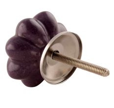 Dark Purple Crackle Ceramic Melon Knobs