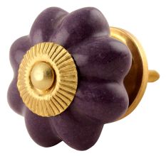 Dark Purple Crackle Ceramic Melon Knobs