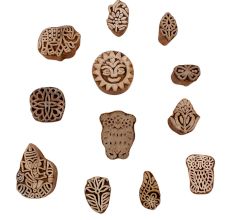 Set of 12 Piece New Mix Wooden Printing Blocks
