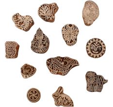 Set of 12 Piece New Mix Wooden Printing Blocks