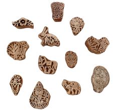 Set of 12 Piece New Mix Wooden Printing Blocks