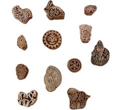 Set of 12 Piece New Mix Wooden Printing Blocks