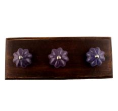 Dark Purple Crackle Ceramic Wooden Hook