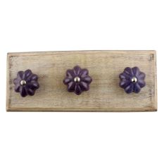Dark Purple Crackle Ceramic Wooden Hook