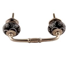 Black Floral Ceramic Bridge Handle
