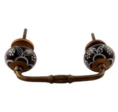Black Floral Ceramic Bridge Handle