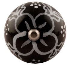 Black Ceramic Floral Wine Stopper