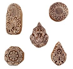 Set of 5 Piece New Mix Wooden Printing Blocks