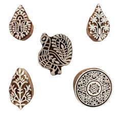 Set of 5 Piece New Mix Wooden Printing Blocks