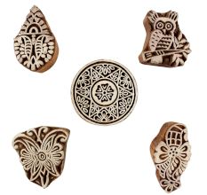 Set of 5 Piece New Mix Wooden Printing Blocks