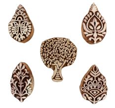 Set of 5 Piece New Mix Wooden Printing Blocks